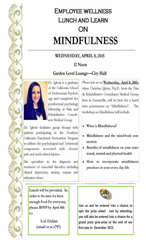 Flyer 1 for April 8th  2015 Lunch and Learn